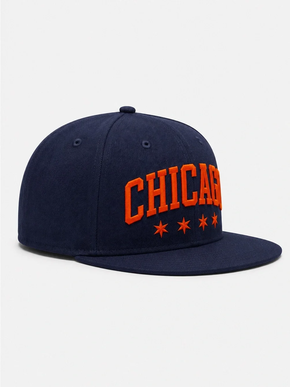 ❤️‍🔥 Chicago Navy Orange Snapback Hat Streetwear Flat Bill Embroidered w/ Stars